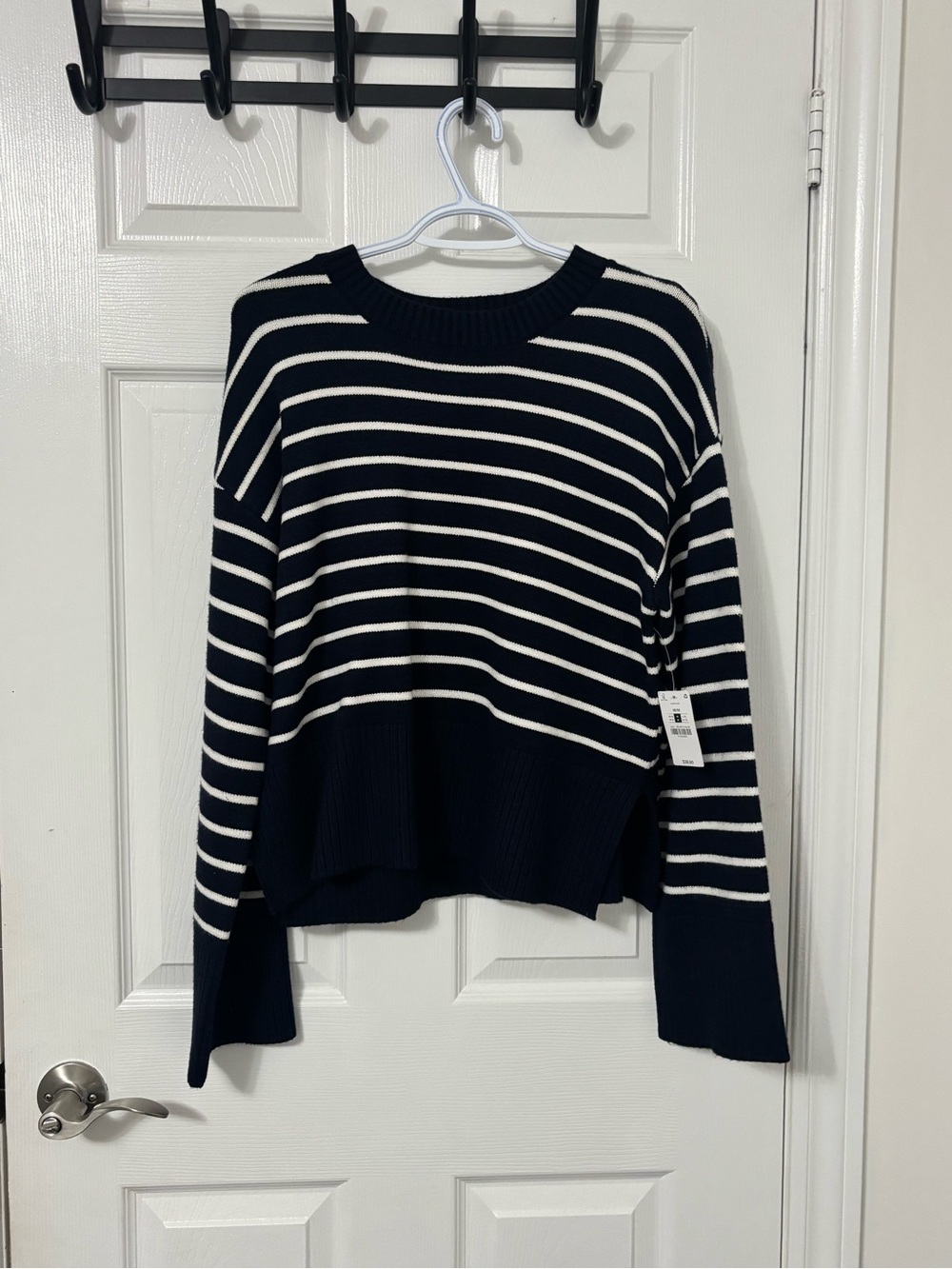 Ardene Navy and White Striped Crewneck Sweater